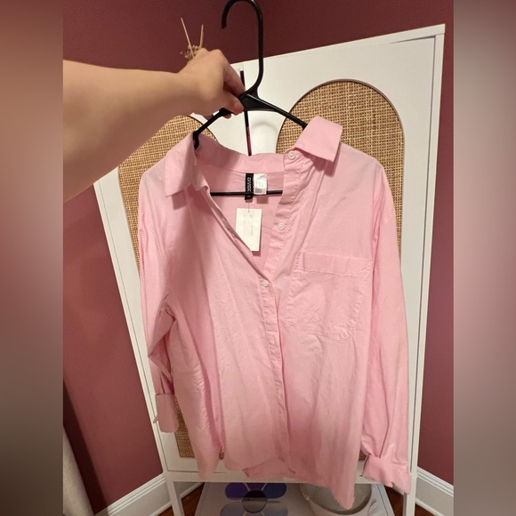 H&M Light Pink Oxford Shirt- Oversized Button Up Women’s Size Small Brand New - Picture 7 of 7